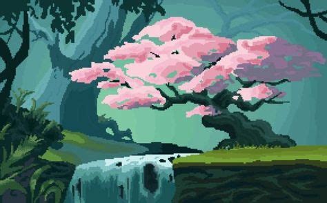 Cherry Blossom Pixel Painting by RudeThumb | Painting, Art