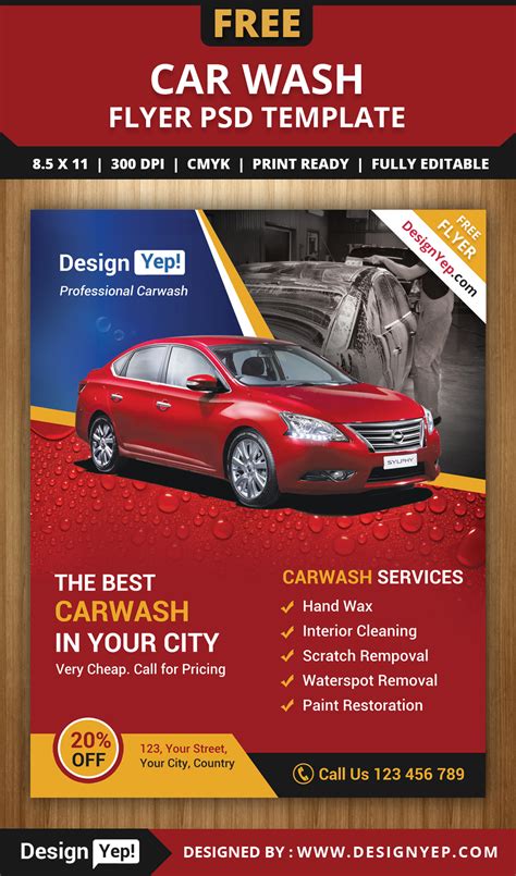 Free Car Wash Flyer PSD Template :: Behance