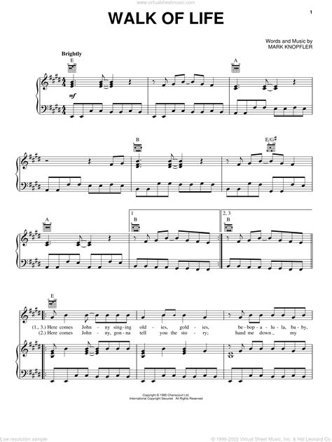 Mark Knopfler: Walk Of Life sheet music for voice, piano or guitar