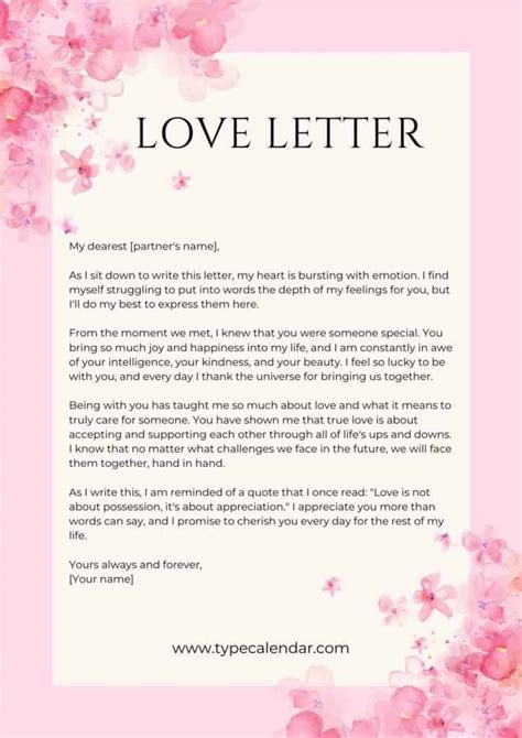 Free Printable Love Letter Templates [Word, PDF]