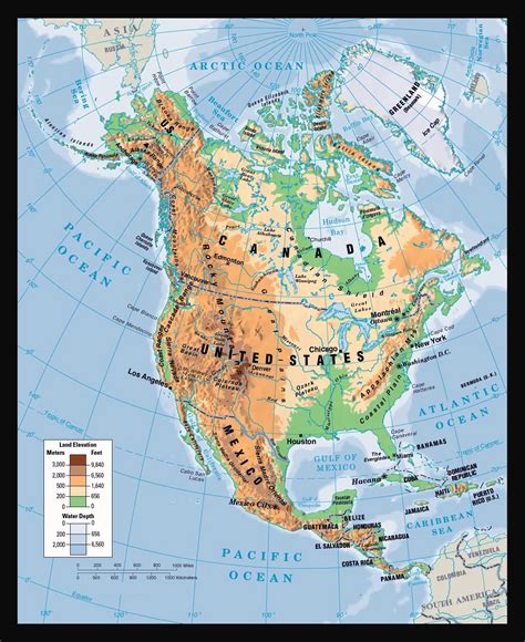 Physical map of North America. North America physical map | Vidiani.com | Maps of all countries ...