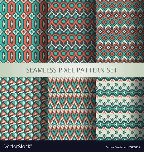 Collection of pixel colorful seamless patterns Vector Image