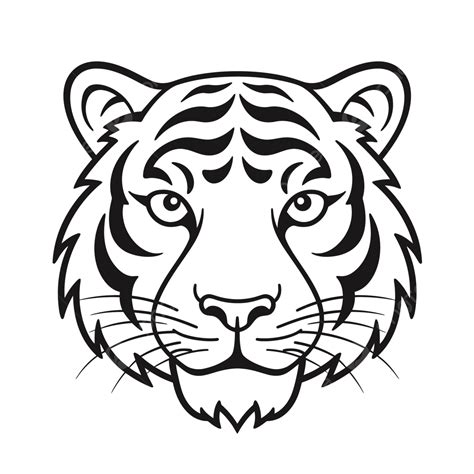 Tiger S Head On A White Background Outline Sketch Drawing Vector, Tiger Drawing, Wing Drawing ...