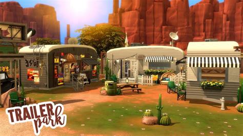 the trailer park is set up in an animated environment with trees, bushes and buildings