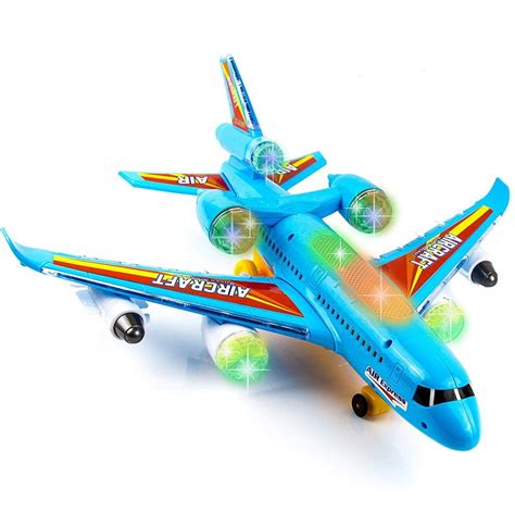 Toysery Airplane Airbus Toy for Kids - Bump and Go Action with 360 Degree Rotation - Plane with ...