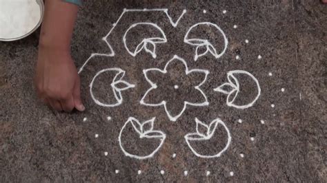 simple and easy rangoli design/ deepam rangoli with 11 dots - YouTube