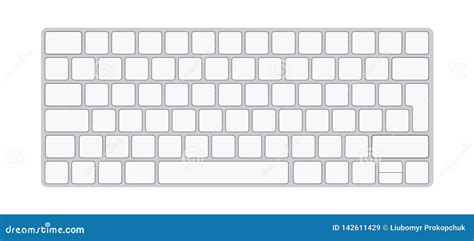 Modern Aluminum Computer Keyboard Isolated on White Background. Vector ...