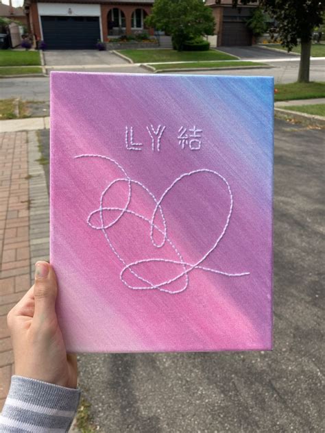 BTS Album Cover (Love Yourself) Embroidery Line Art on Canvas | Diy canvas art painting ...