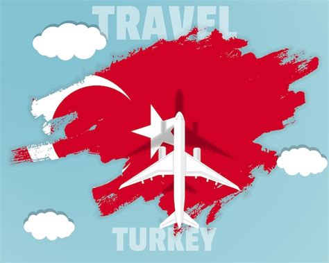 Premium Vector | Traveling to turkey top view passenger plane on turkey flag country tourism ...