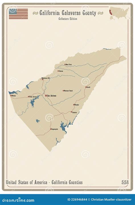 California - Calaveras County Map Vector Illustration | CartoonDealer ...