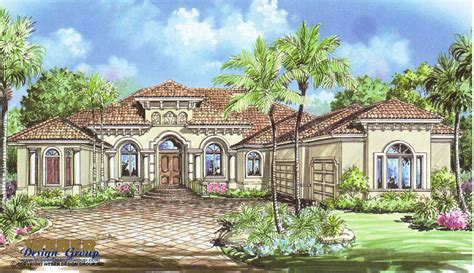 Mediterranean House Plan: 1 Story Mediterranean Floor Plan with Pool