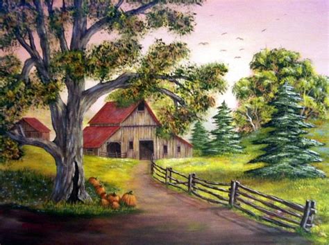 Country Autumn ~ Gerald Francis | Farm paintings, Landscape paintings acrylic, Landscape paintings