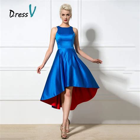 Eye Catching Blue and Red Cocktail Dresses A Line Jewel Asymmetric Cocktail Dress Girls Party ...