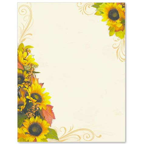 Golden Sunflowers Border Papers | Borders for paper, Flower stationary, Paper decorations