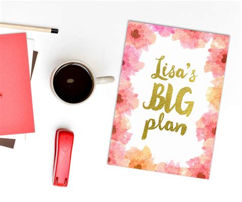 Personalized planner cover - big plans diary page - custom name planner ...