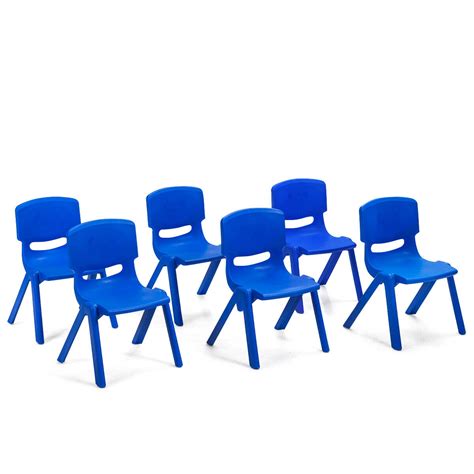 Gymax 6-pack Kids Plastic Stackable Classroom Chairs Indoor/Outdoor ...