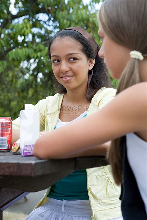 Teenage Girl At Picnic Table Picture And HD Photos | Free Download On Lovepik