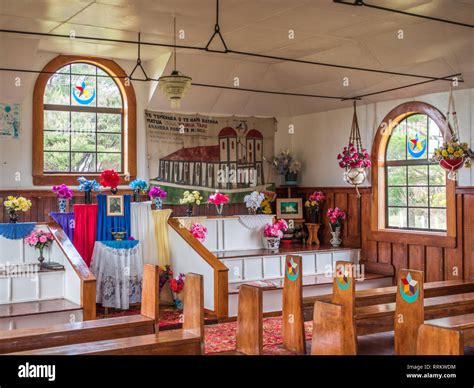 Interior of Nga Tapuwae o te Mangai, Ratana temple, Te Kao, Northland ...