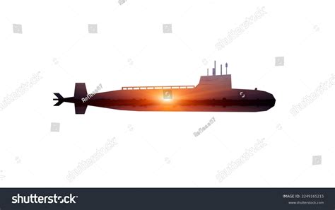 Compact Submarine Siluet Sea Sunset Background Stock Photo 2249165215 ...