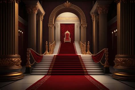 Premium Photo | Red carpet leading to a king thrones inside of the ...