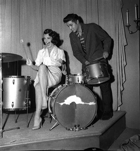 Elvis and Judy Tyler, 1957 at MGM Michele Carey, Freddy Rodriguez, Scotty Moore, Elvis Presley ...