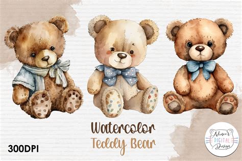 Cute Teddy Bear Clipart Bundle Watercolor Teddy Bear Png Teddy Bear | The Best Porn Website