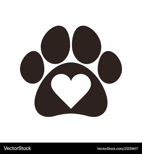 Paw print with heart Royalty Free Vector Image