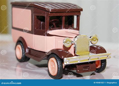 Funny pink vintage toy car stock image. Image of play - 90481821