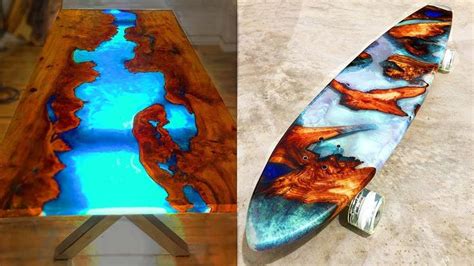 Amazing Epoxy Wood Resin Tables and Skateboards ! Awesome DIY Woodworkin... | Epoxy resin wood ...