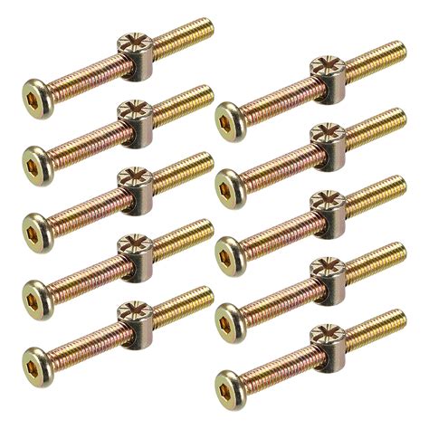 M6 x 60mm Furniture Bolts Nut Set Hex Socket Screw with Barrel Nuts Phillips-Slotted Zinc Plated ...