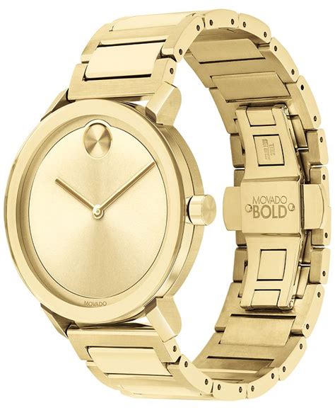 Movado Men's BOLD Evolution Gold-Tone Stainless Steel Bracelet Watch 40mm & Reviews - All Fine ...