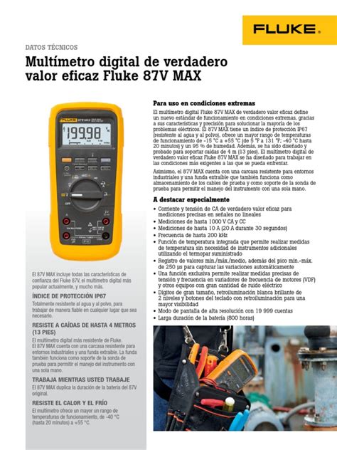 Ficha Técnica de Multimetro Fluke | PDF | Par termoeléctrico | Cantidades fisicas