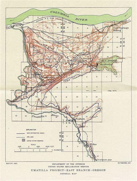 Umatilla Project Map, 1910