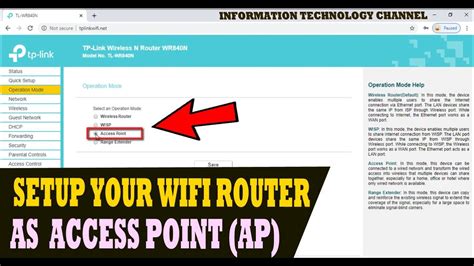 Setup ACCESS POINT mode on TP-LINK TL-WR840N | ITC TUTORIALS - YouTube