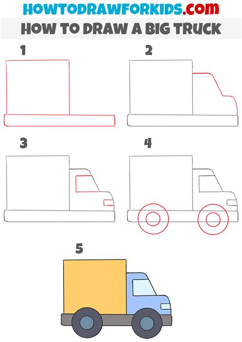 How to Draw a Big Truck for Kindergarten - Easy Tutorial For Kids