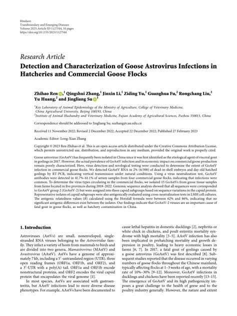 (PDF) Detection and Characterization of Goose Astrovirus Infections in ...