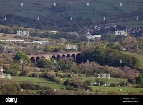 Stone built, curved Chapel Milton viaduct, Chinley, Derbyshire Stock Photo - Alamy