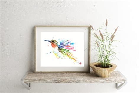 Hummingbird Art Hummingbird Print Bird Prints Anniversary - Etsy