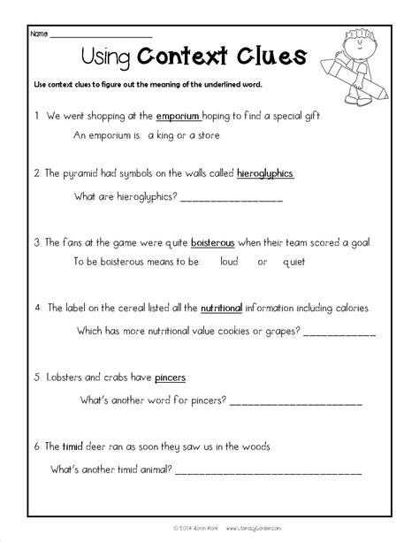 Free Printable Context Clues Worksheets - Lexia's Blog