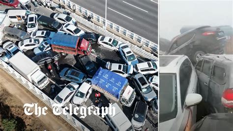 Huge car crash causes over 200 vehicles piled on top of each other on ...