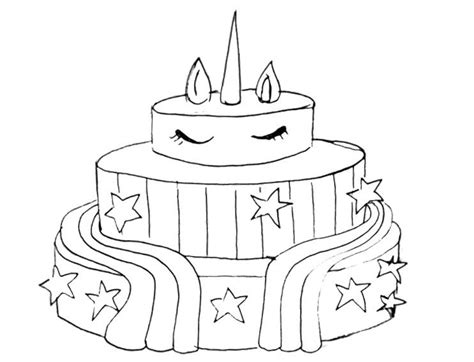 Unicorn Cake Coloring Pages For Boys - Free Printable Coloring Pages