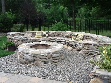 Natural stone fire pit - Traditional - Landscape - Boston - by Mulligan's Landscape and Design, LLC