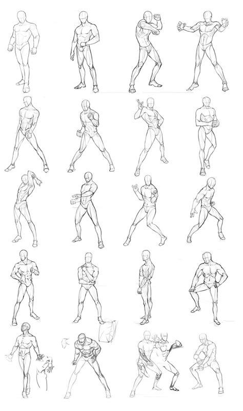 AnatoRef | Non-Dynamic Male Pose Reference Row 1 Row 2... | Male figure drawing, Drawing poses ...