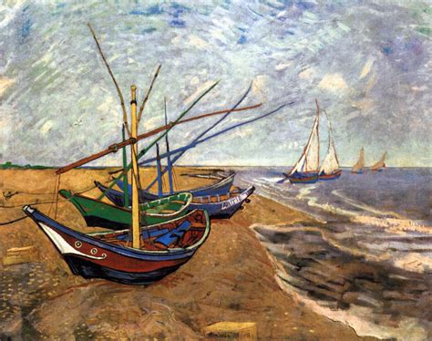 Fishing Boats on the Beach at Saintes-Maries by GOGH, Vincent van