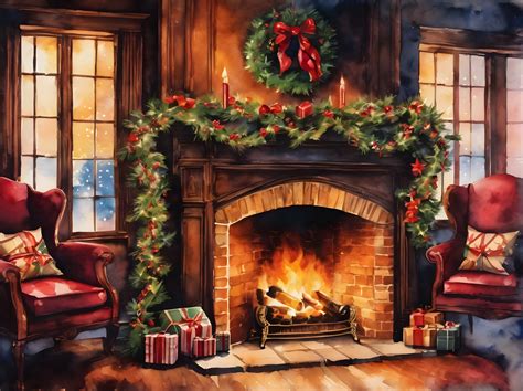 Christmas Fireplace Background Free Stock Photo - Public Domain Pictures