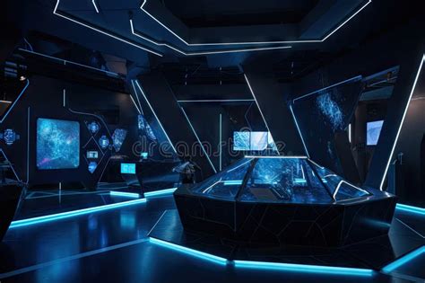 Futuristic and Conceptual Museum with Interactive Exhibits and Holographic Displays Stock ...