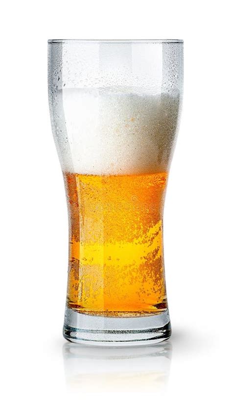 A Half Glass Of Beer With Foam Isolated On White Stock Photo - Image of pint, beverage: 127976448