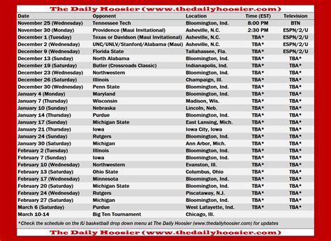 IU Basketball 2020-21 Schedule Printable – The Daily Hoosier