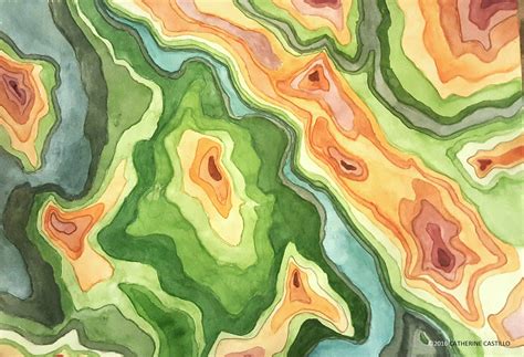 watercolor topography map | Topographic map art, Topography map, Map ...