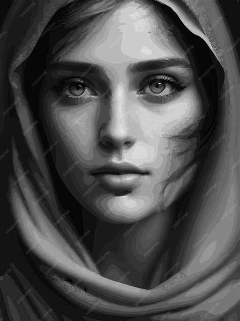 Premium Vector | Black and white portrait of a woman